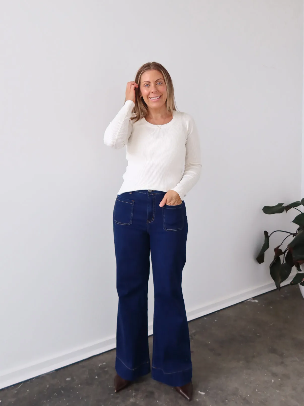 Micro Perforation Selma Knit Top - Vanilla