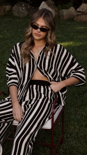 Layla Button Up Knit Shirt - Black HandLinked Seams