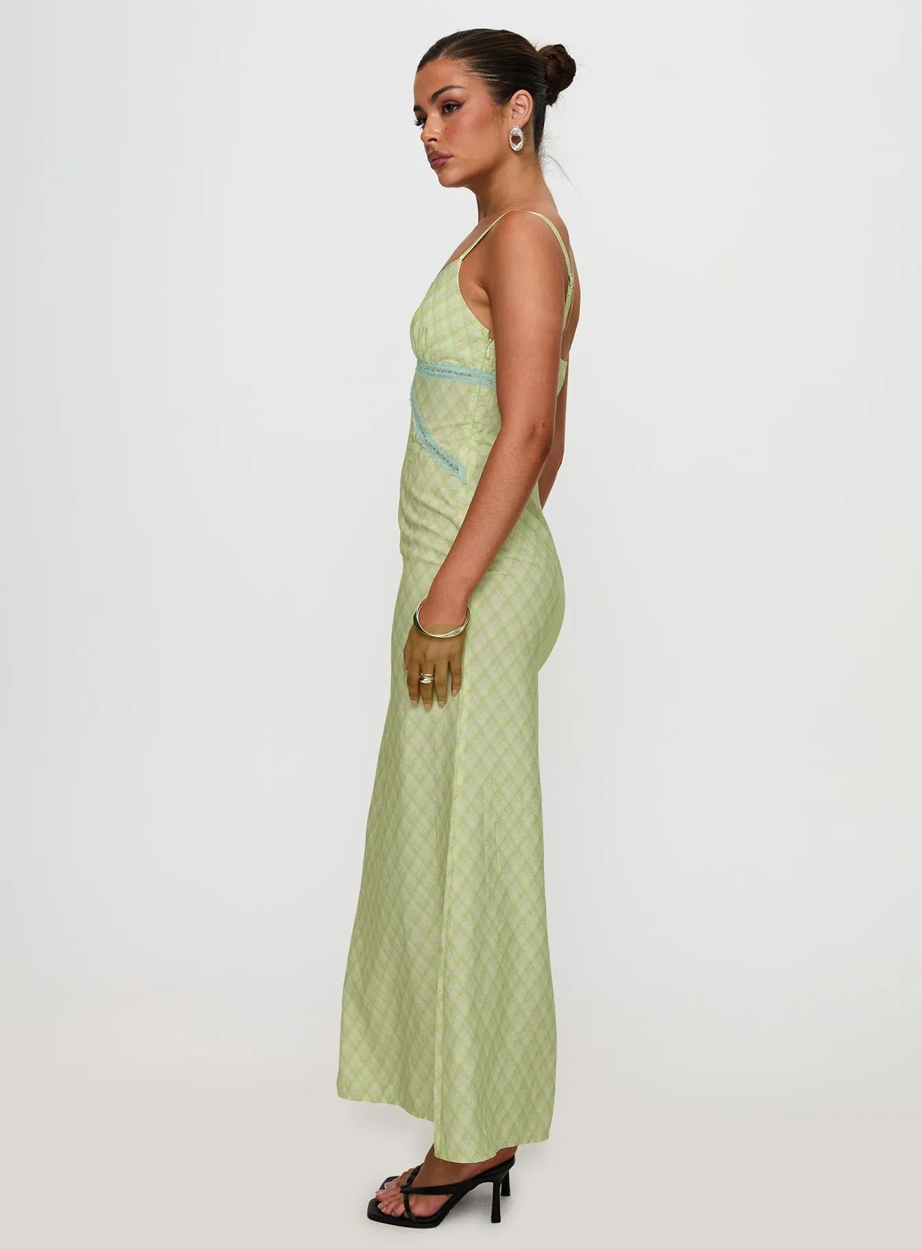 Leabella Maxi Dress Green Check Easy Fit