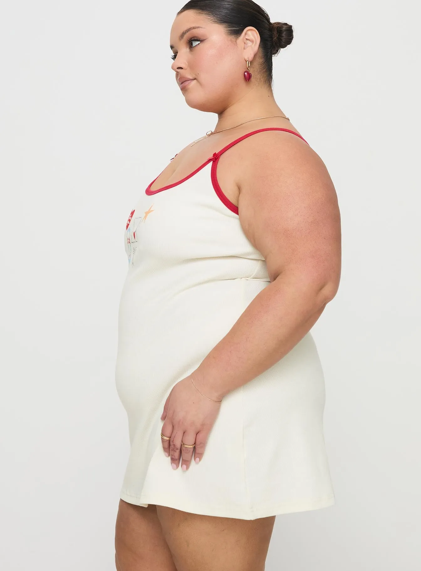 Letters Of Love Rib Sleep Mini Dress Multi Curve Flattering Waist Design Romance Soul