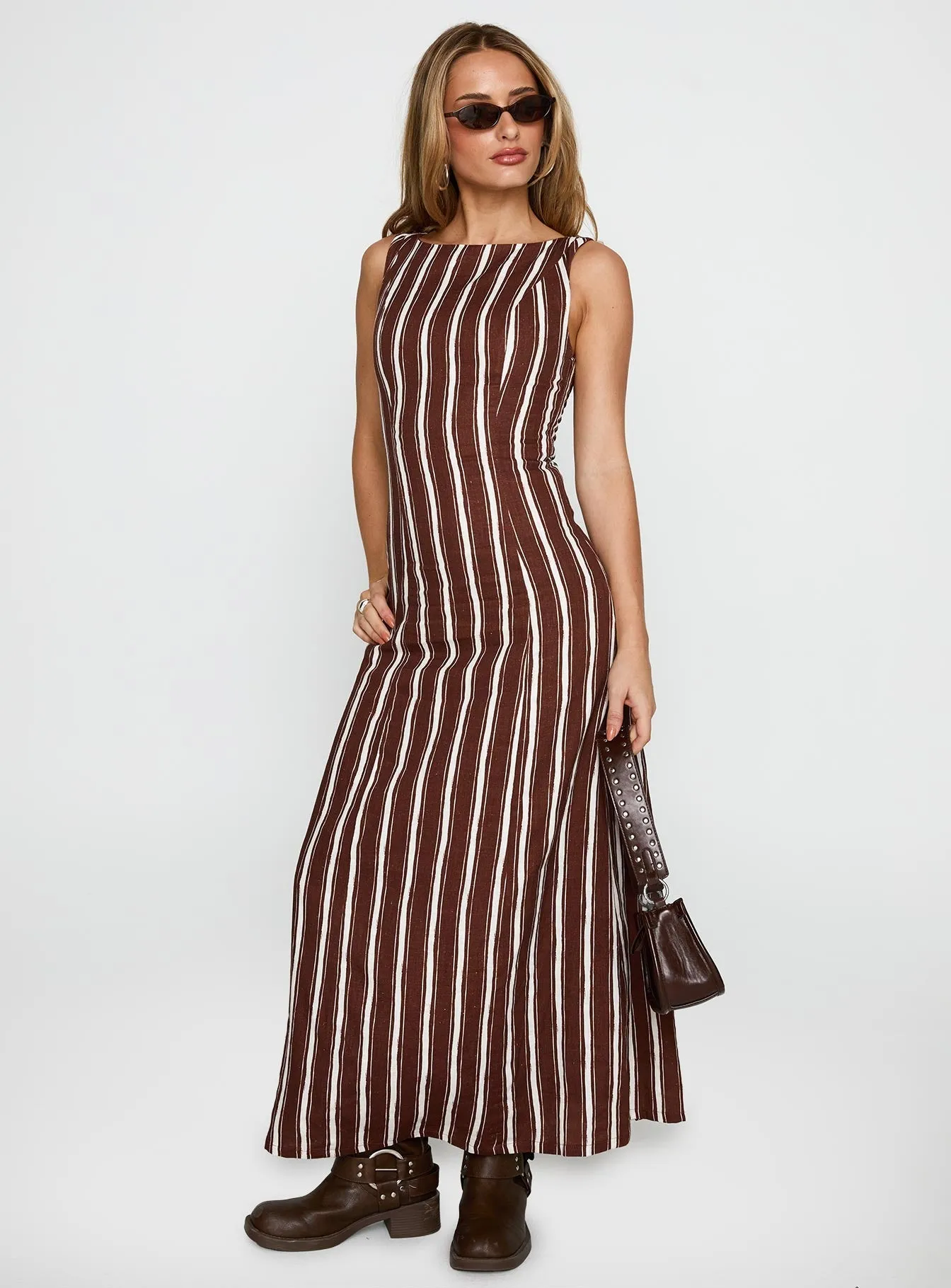 Lewisa Maxi Dress Brown Crystal-Detail