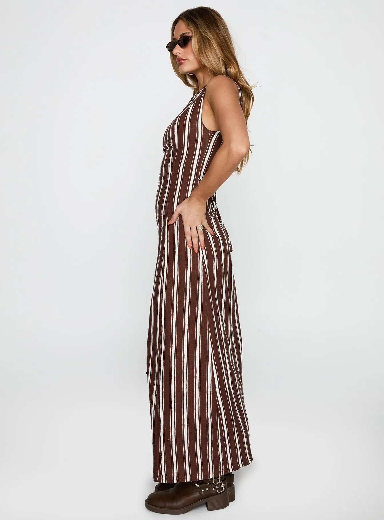 Relax Mode Versatile Wear Lewisa Maxi Dress Brown