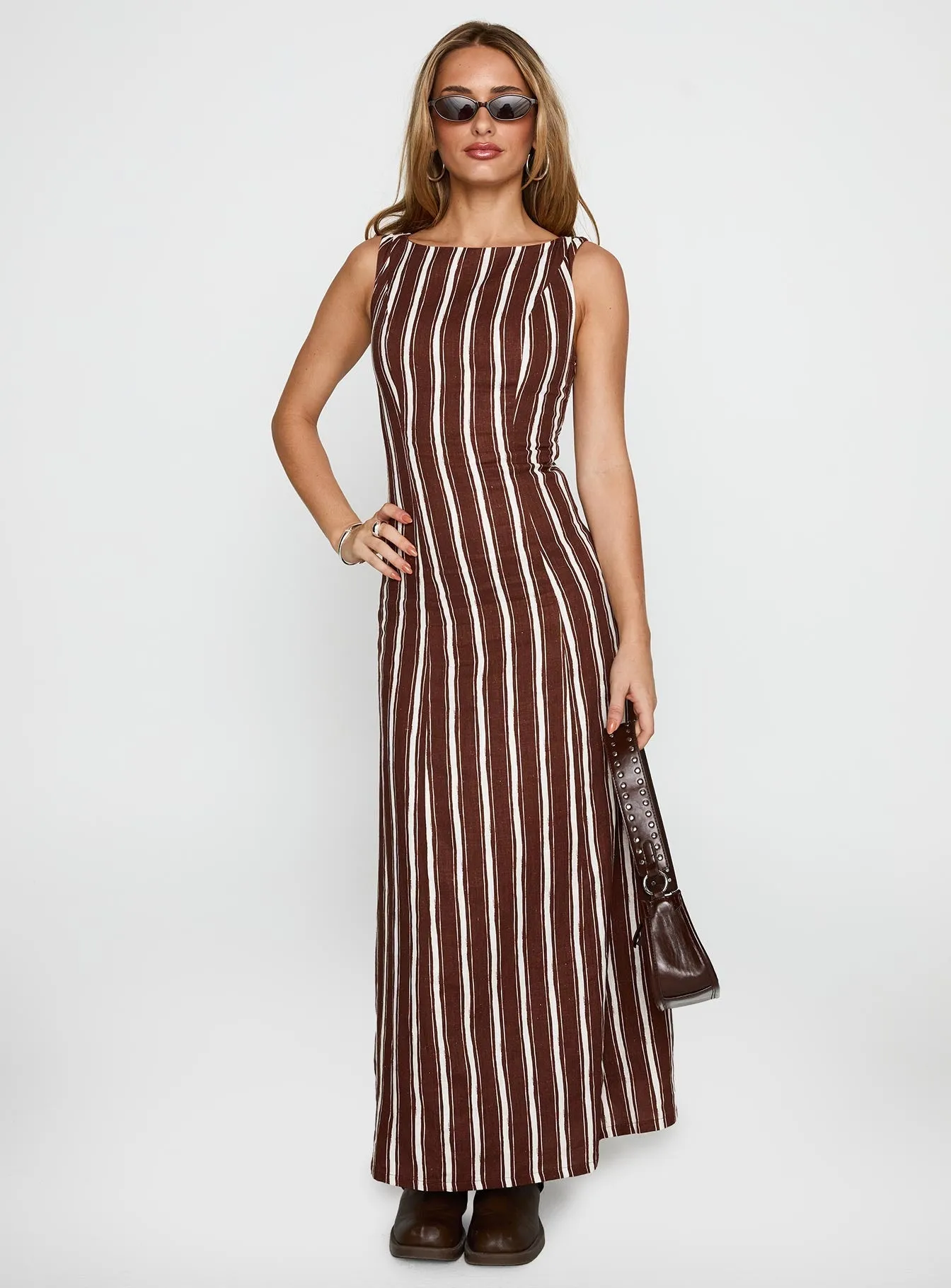 Solid-color Lewisa Maxi Dress Brown