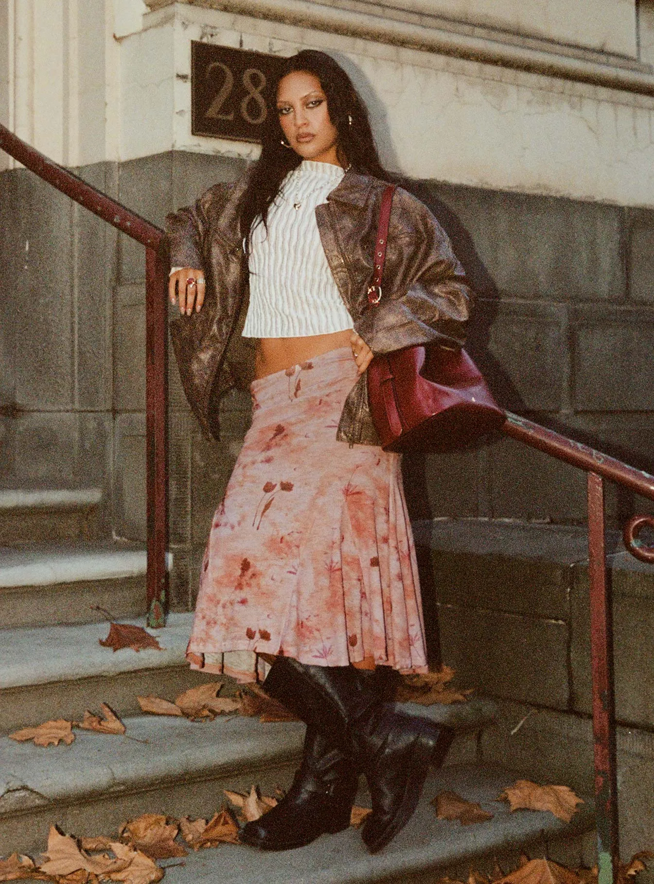 Seasonal Layering Lewish Low Rise Midi Skirt Natural Floral