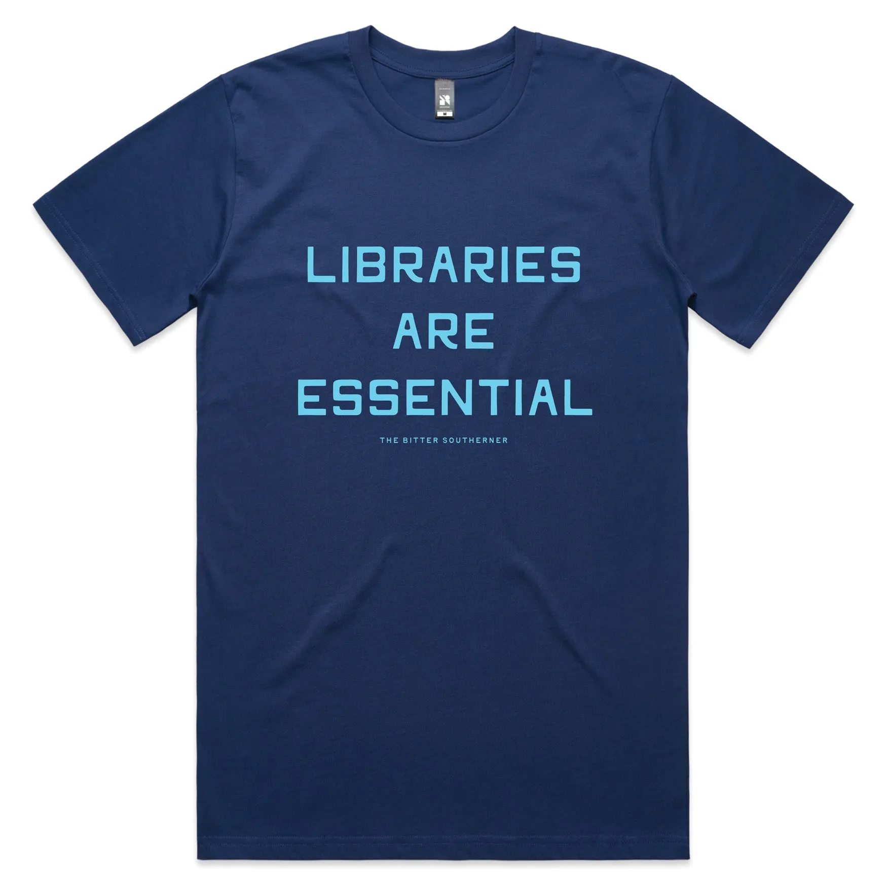 Cozy Design Flexible Neckband Libraries Are Essential Tee (Blue)