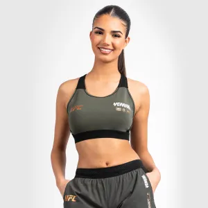 UFC Adrenaline by Venum Fight Week Women??s Sports Bra - Khaki/Bronze Arch support Polyester active clothing