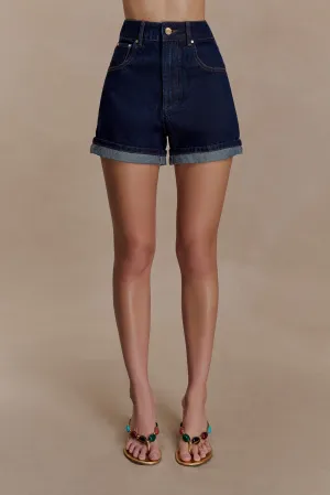 Carlene Cuffed Denim Shorts - Indigo Blue Warm Layers food industry