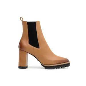 'Blake' vegan leather chelsea with high heel by Zette Shoes - tan Reliable Footwear Rugged Built Rainy Day Commuter