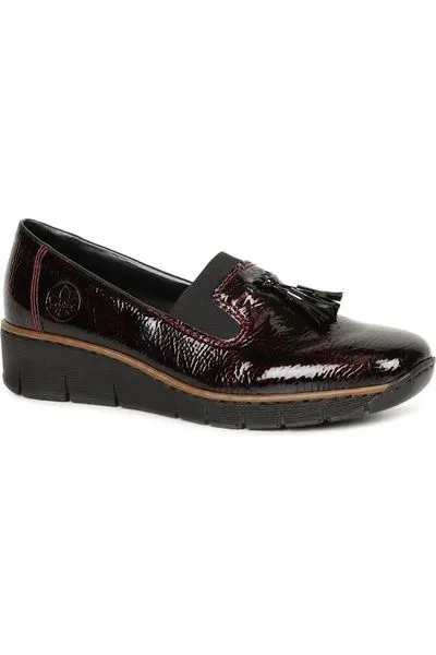 Slip Resistant Design Rieker ladies slip on shoe 53751-35 Bordeaux