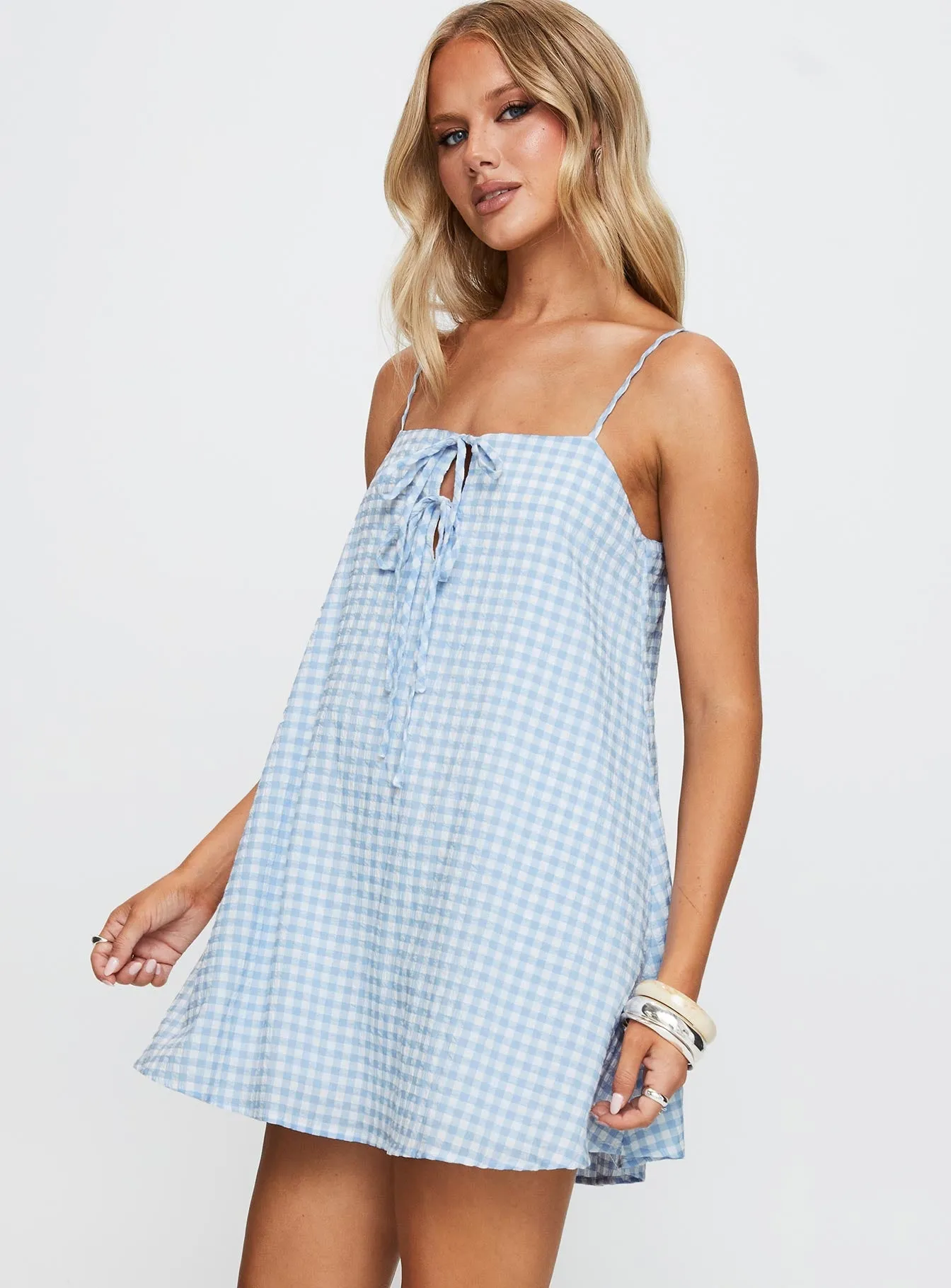 Lily Of The Valley Mini Dress Blue High-Fashion Brunch Outfit