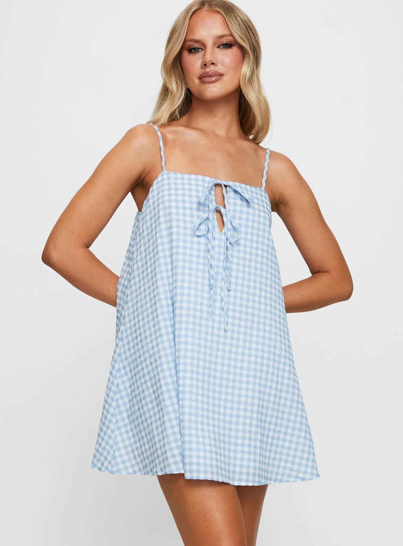 Lily Of The Valley Mini Dress Blue Soft-touch Sleek Touch
