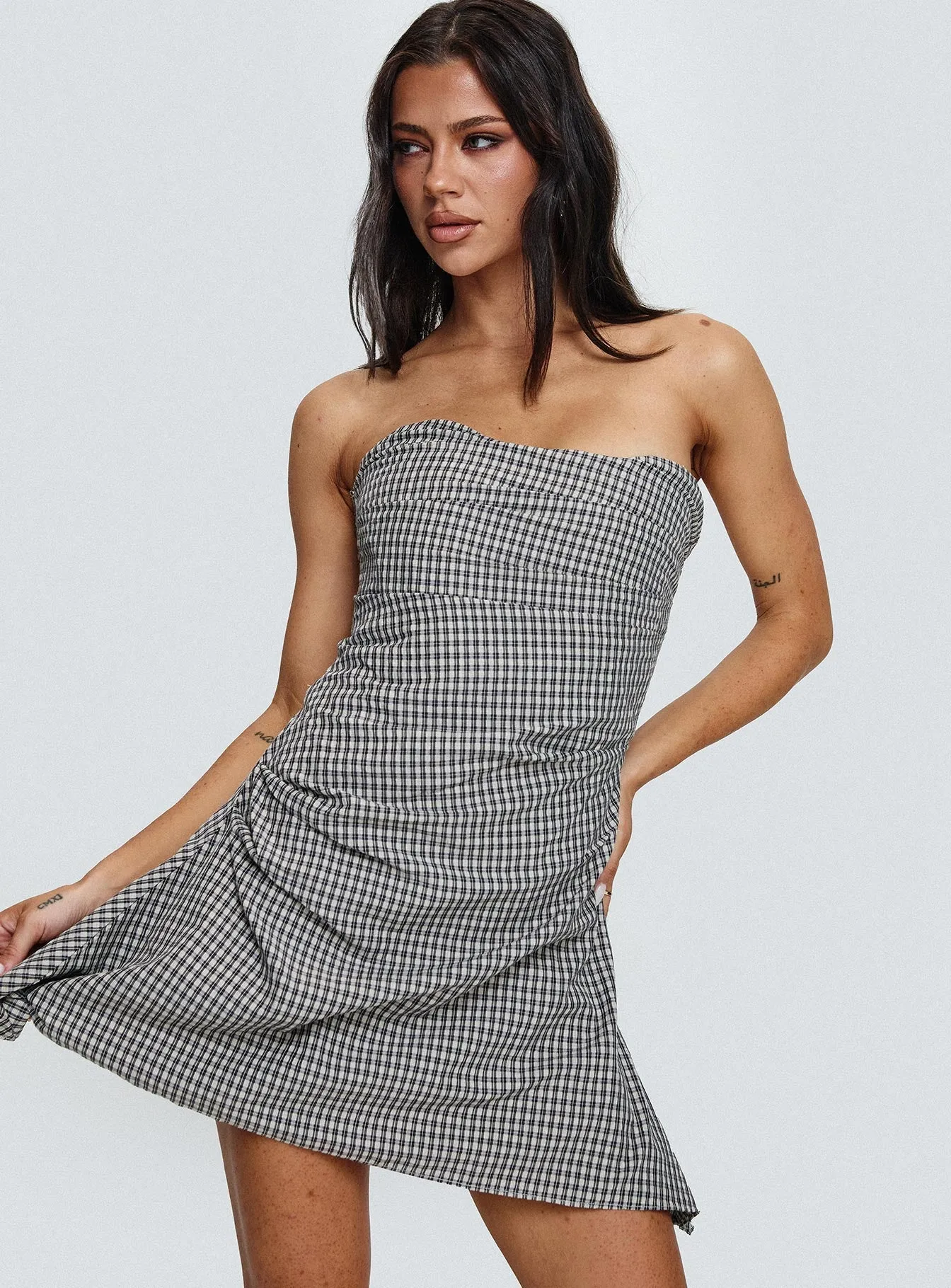 All Layer Casual event dress Bradwell Strapless Mini Dress Check