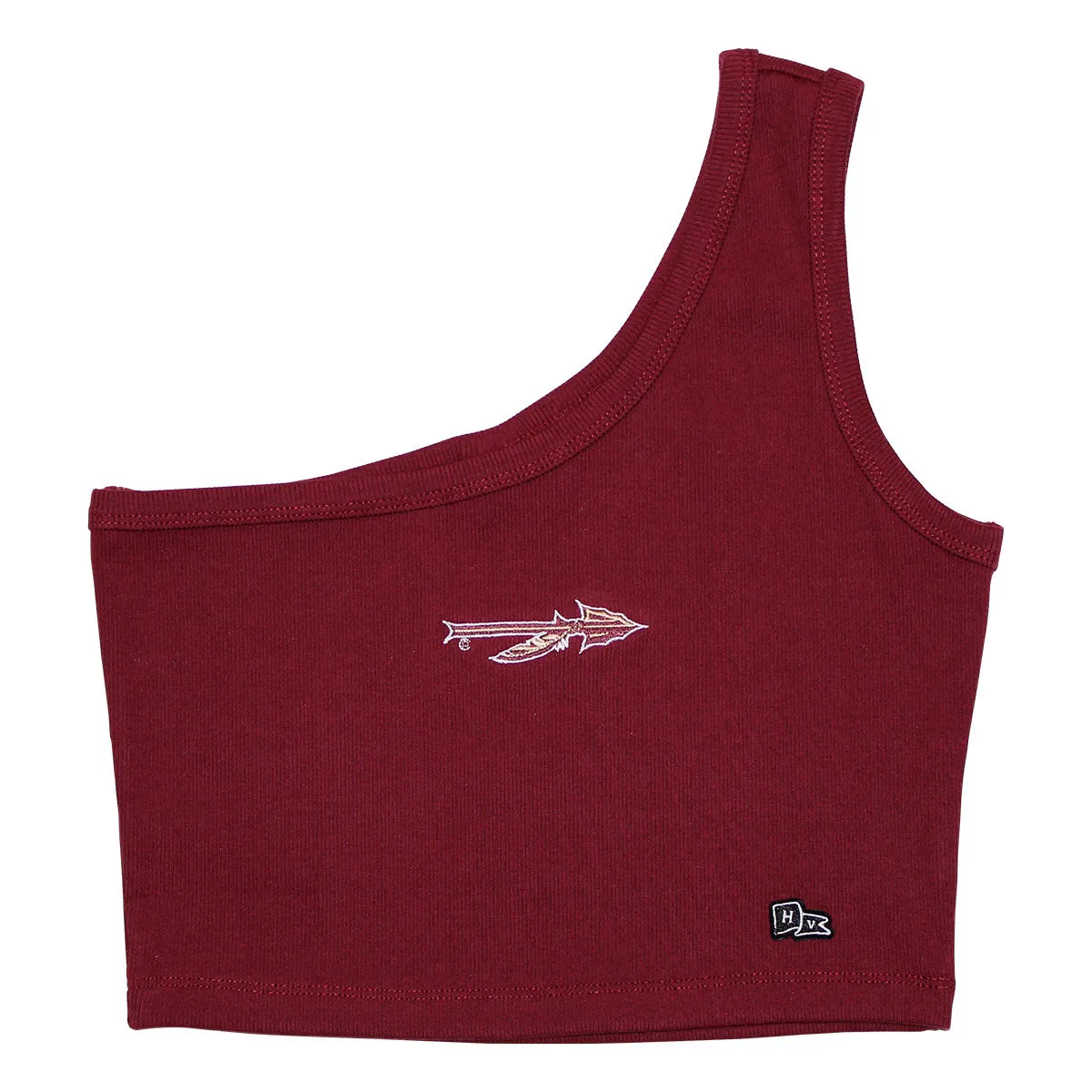 Adjustable Hype & Vice Women's Spear Logo One Shoulder Crop Tank - Garnet