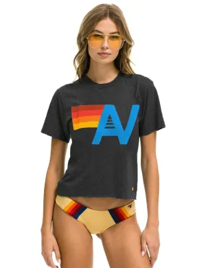 Recycled Polyester Blend Stylish and Comfortable Logo Boyfriend Tee, Charcoal