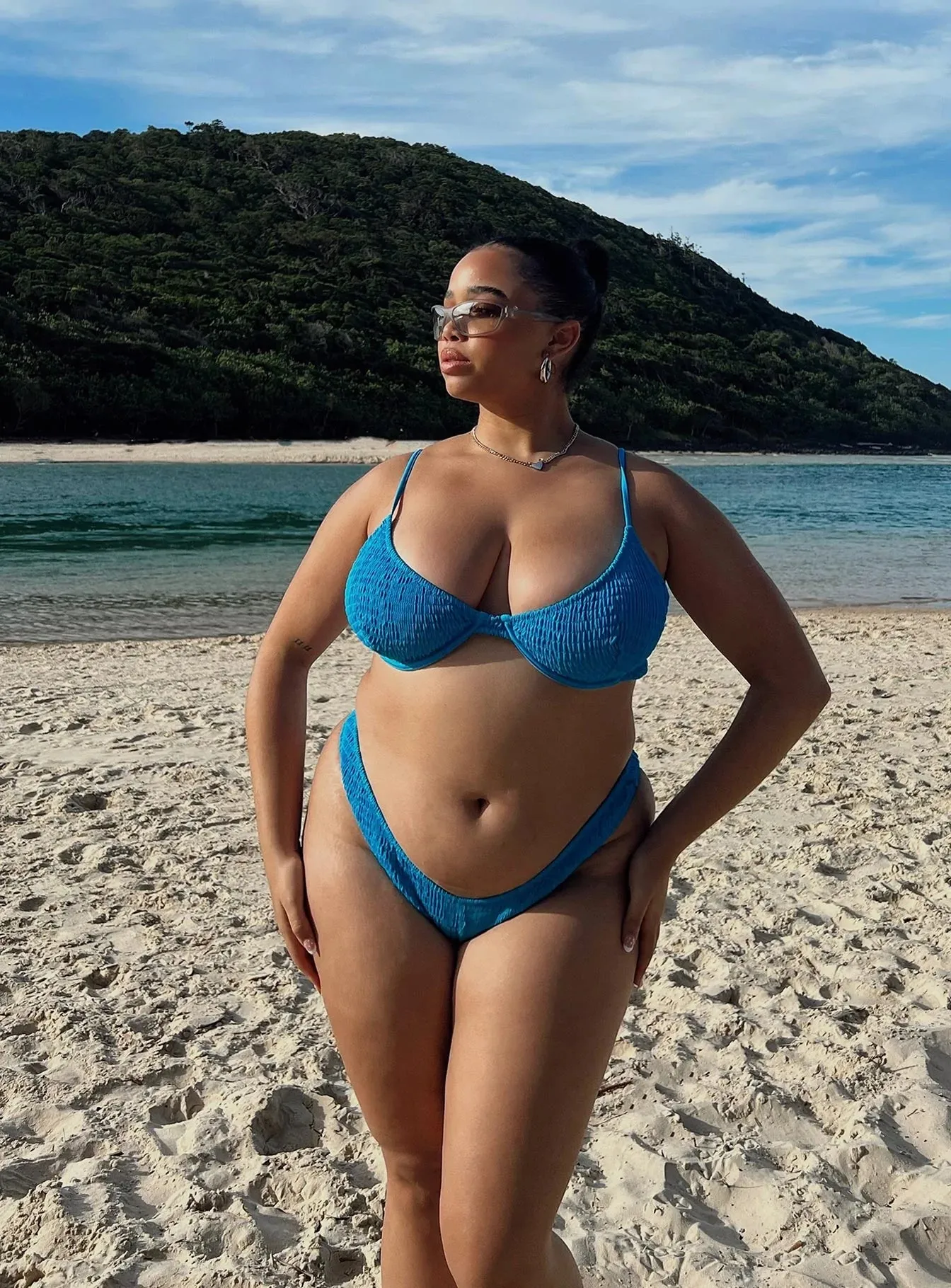 Lolita Bikini Bottoms Blue Curve Bold-Prints