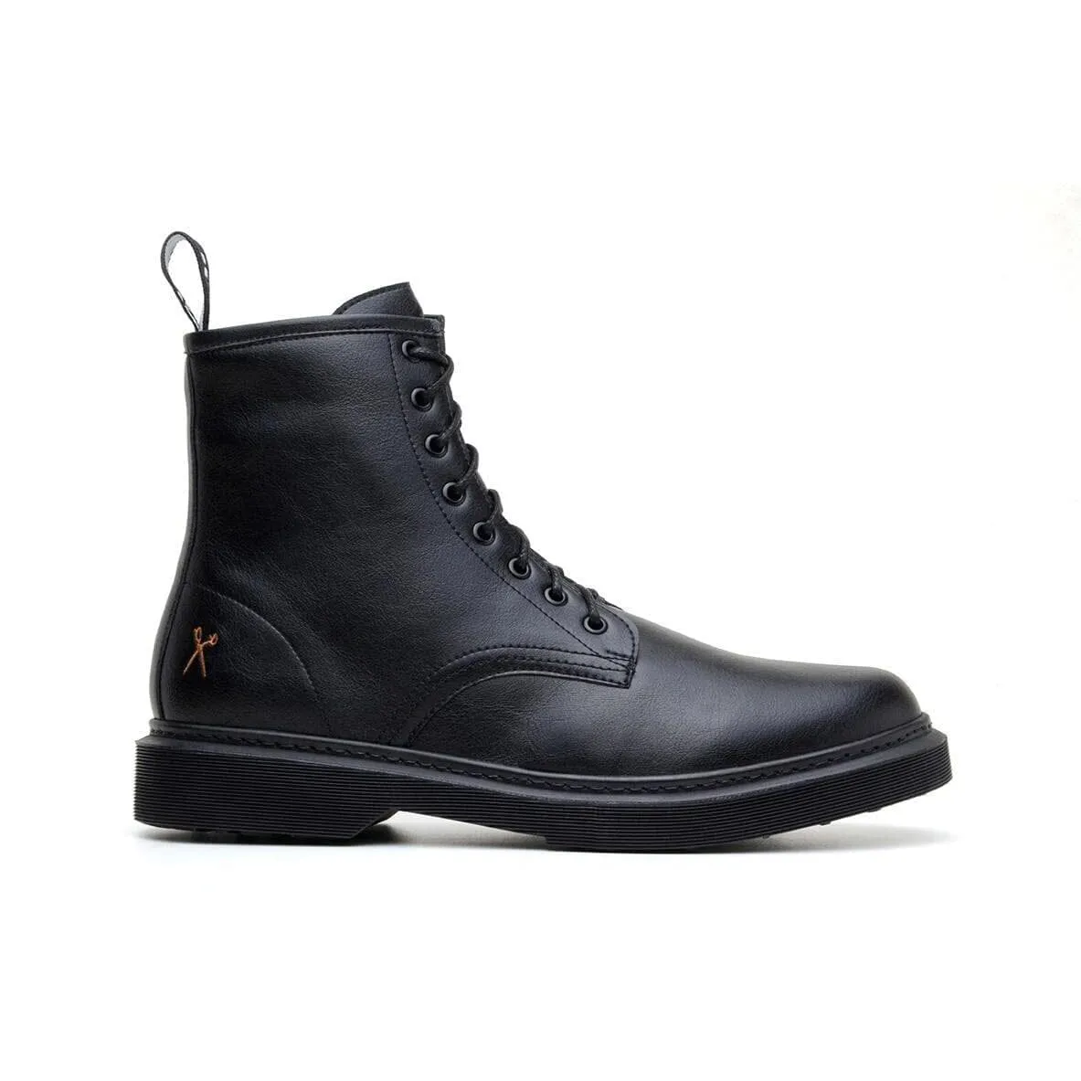 'London 2' Vegan Lace-Up Boot by King55 - Black Comfort Backing Slip Resistant Adventure Seeker