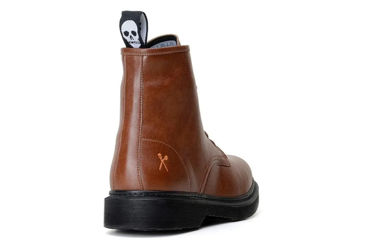 'London 2' Vegan Lace-Up Boot by King55 - Cognac Reinforced toe cap