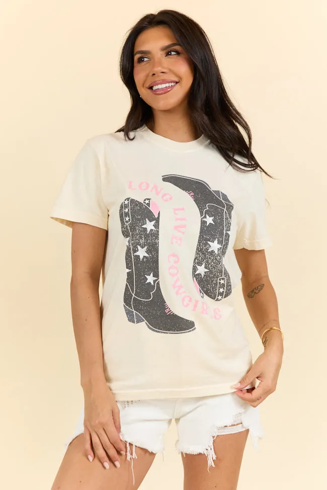 Pocket Design Long Live Cowgirls Star Boots Ivory Graphic Tee