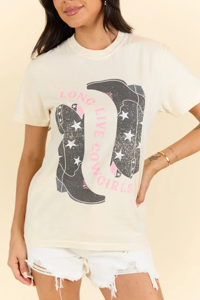 Long Live Cowgirls Star Boots Ivory Graphic Tee Active Flex