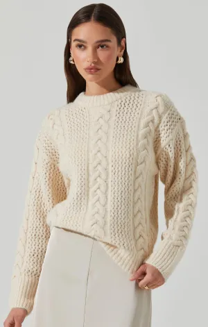 Lizbeth Cable Knit Sweater Essential Look Chill Vibe