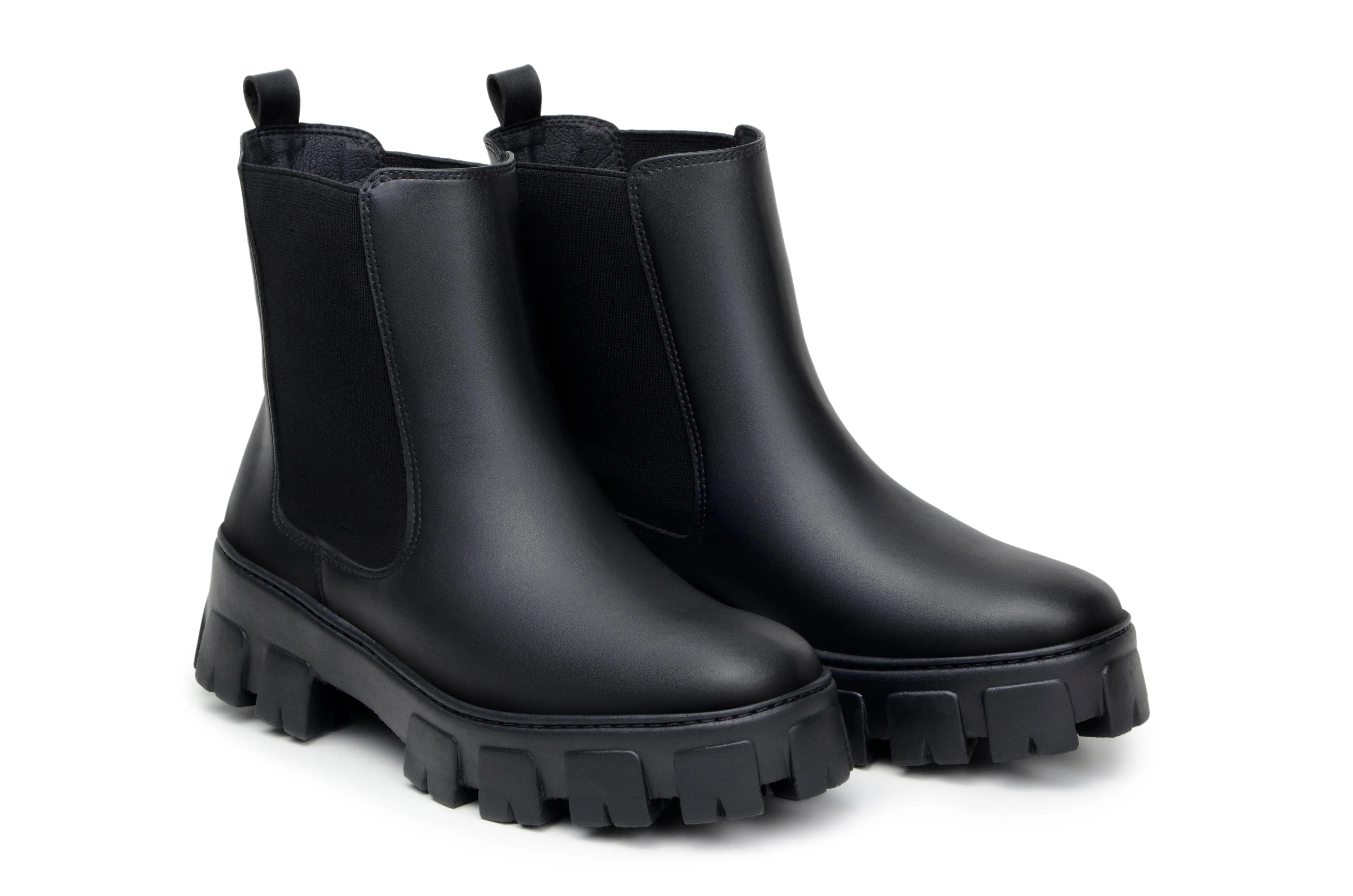 'Rosana' women's chunky sole vegan chelsea Zette Shoes - black Office Smart