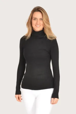 MultiDirectional Stretch Ribbed Polo Neck Top
