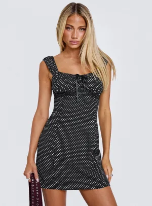 All-Season Comfort Summer Ready Joseleine Mini Dress Black / Polka