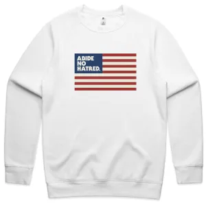 Holiday Outfit Style Sporty Appeal Abide No Hatred American Flag Sweatshirt (White)