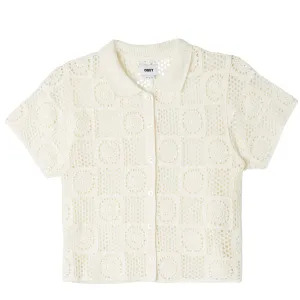 Layer Safe Obey Womens Agatha Crotchet Knit Sweater Unbleached