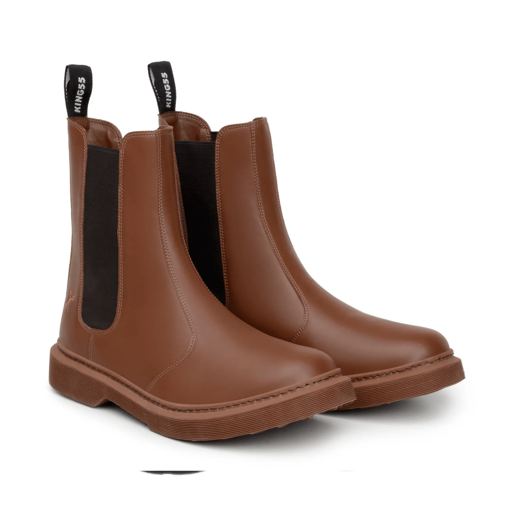 'Nova Brick Lane' Vegan Chelsea Boot by King55 - Cognac Pressure Relief Zones Outdoor Essential
