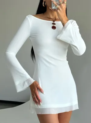 Lukea Long Sleeve Mini Dress White Petite Formal dinner wear