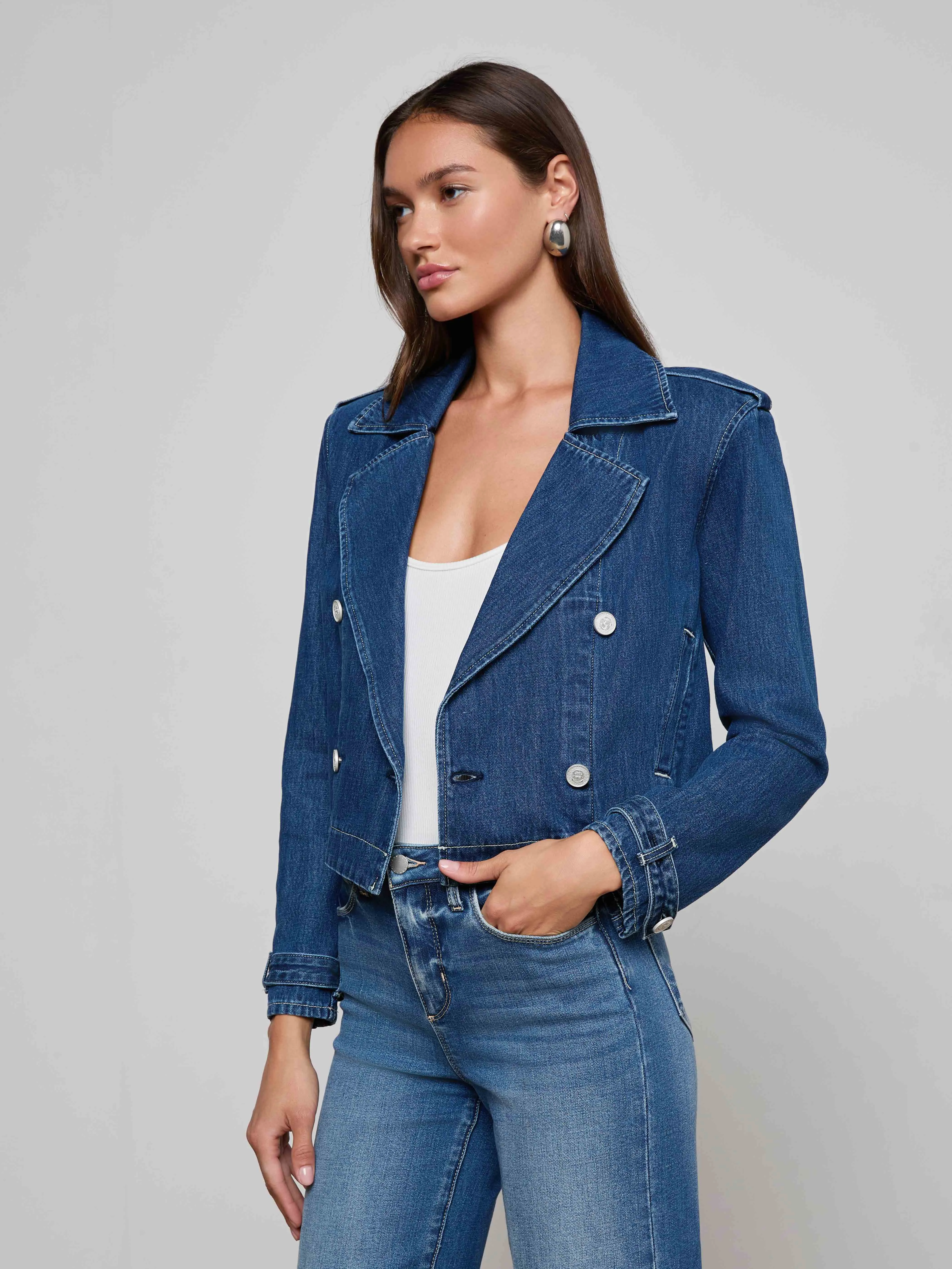 Maddox Jean Trench Coat Insulated Core Technology Snap Closures