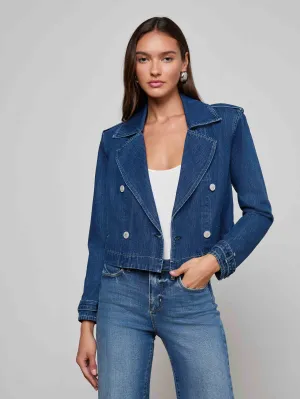 DoubleLayeredHem Hooded style Maddox Jean Trench Coat