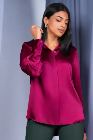 Washable Magenta Satin Shirt