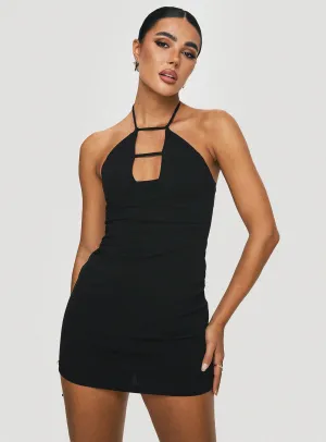 Chill Edge Maiyo Halter Mini Dress Black
