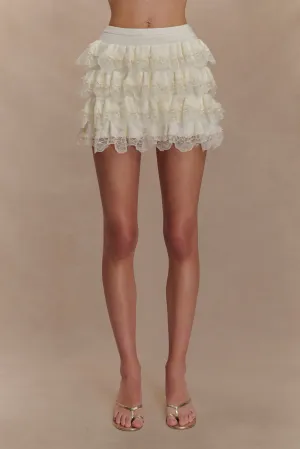 Margaret Lace Ruffle Mini Skort - Cream Exclusive item