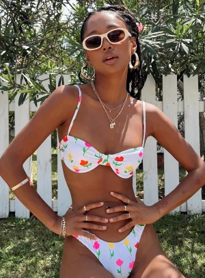 Colorfast Fabric Maria Eco Nylon Bikini Top White Floral