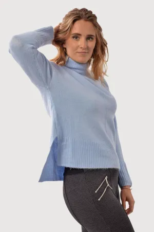 Contrast Trim Accent Relaxed Turtle Neck Jumper