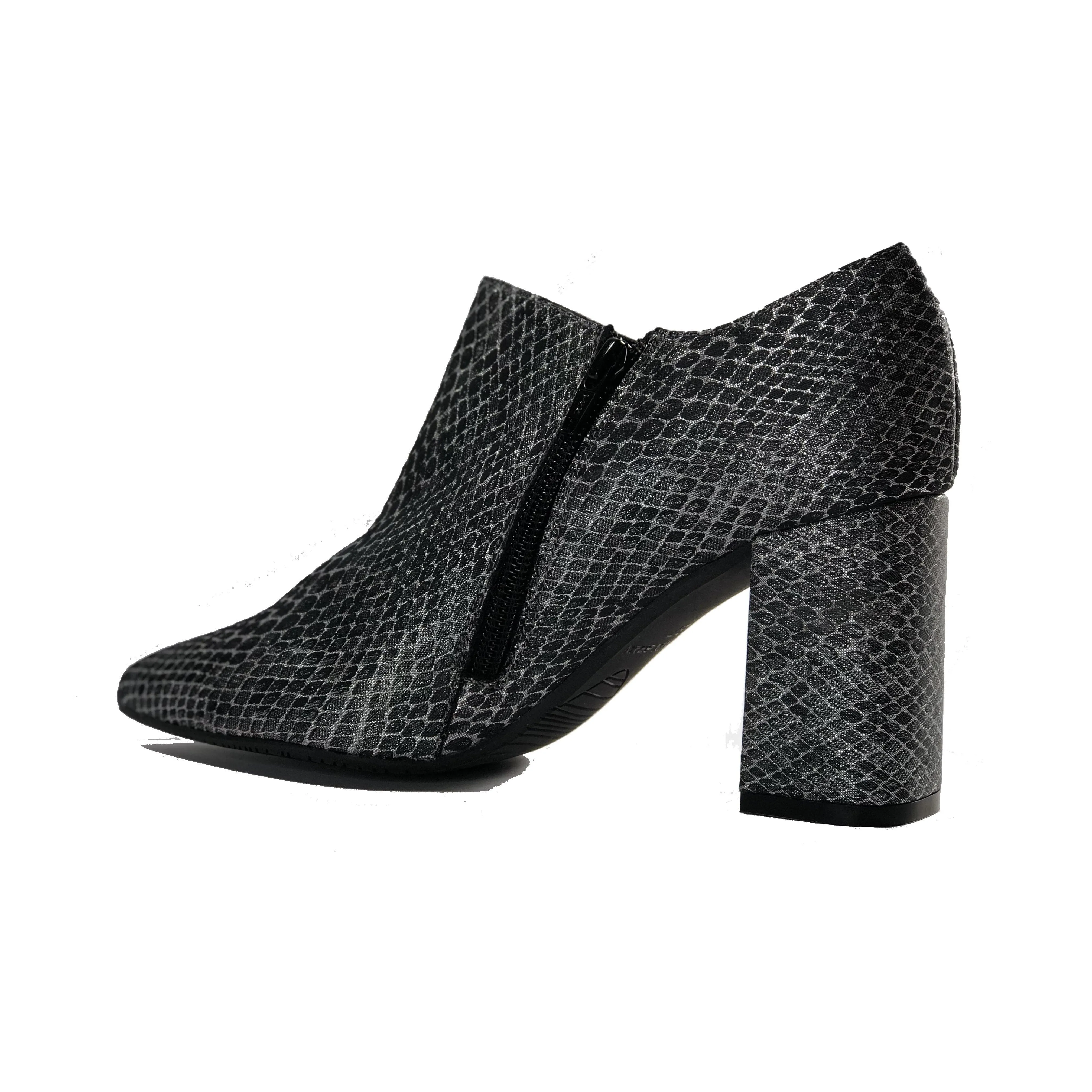 'Marnie' heeled bootie by Zette Shoes - charcoal snake Waterproof Mountain Hike