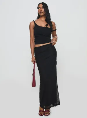 Relaxed Look Mastermind Ruched Maxi Skirt Black