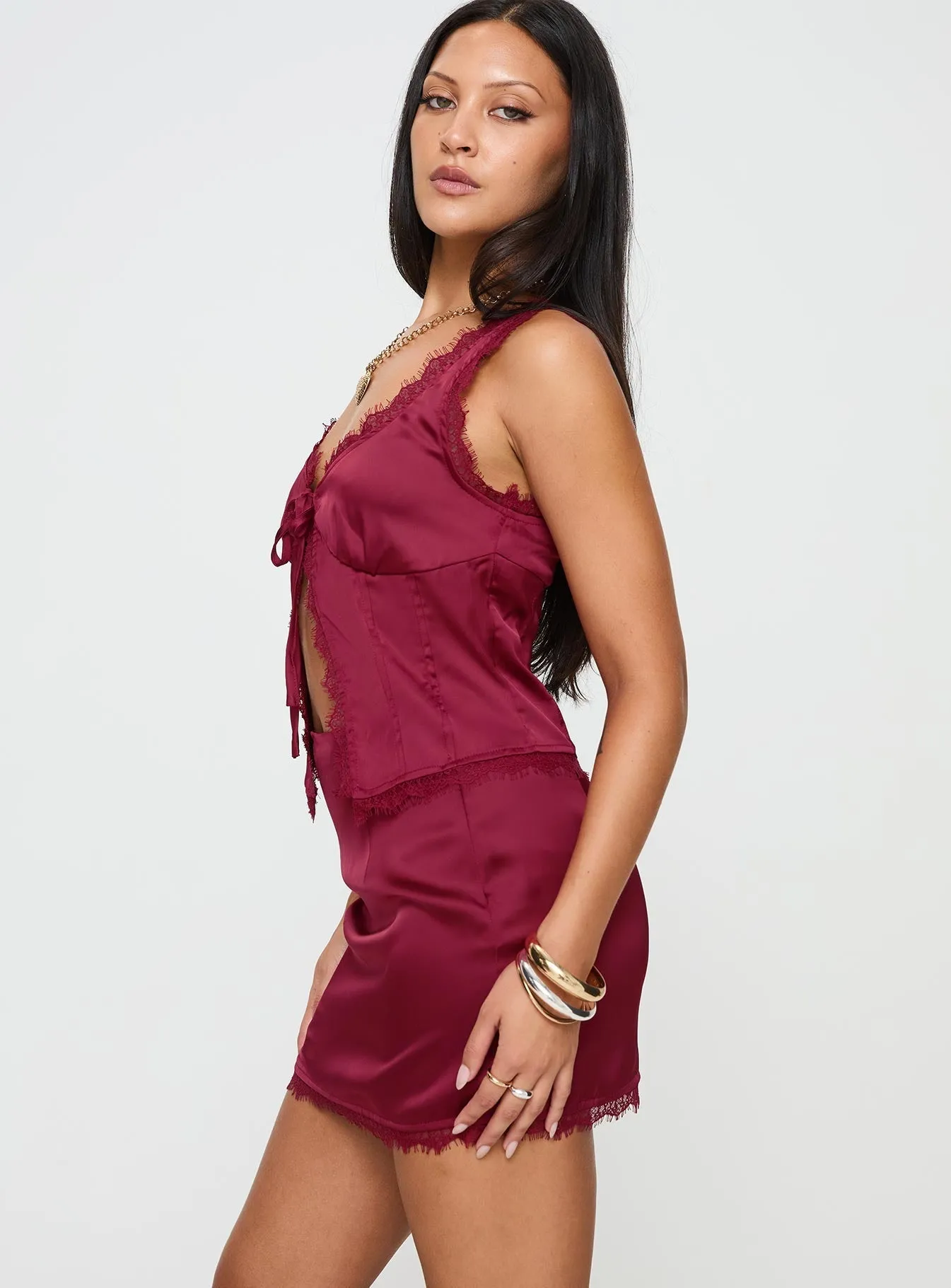 Soft Mood Mavie Satin Set Burgundy