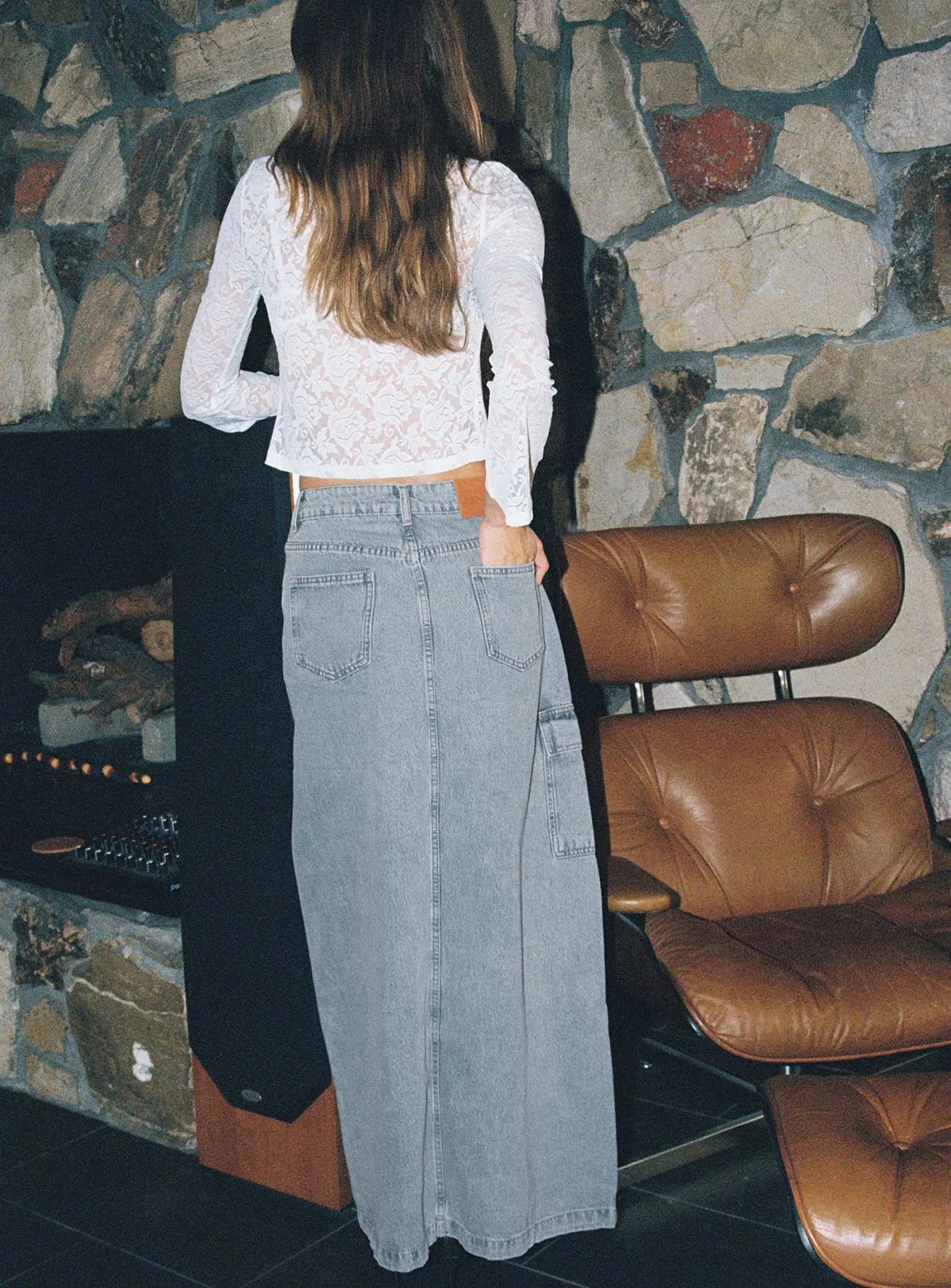 A line Layered Look McGuane Denim Midi Skirt Tall