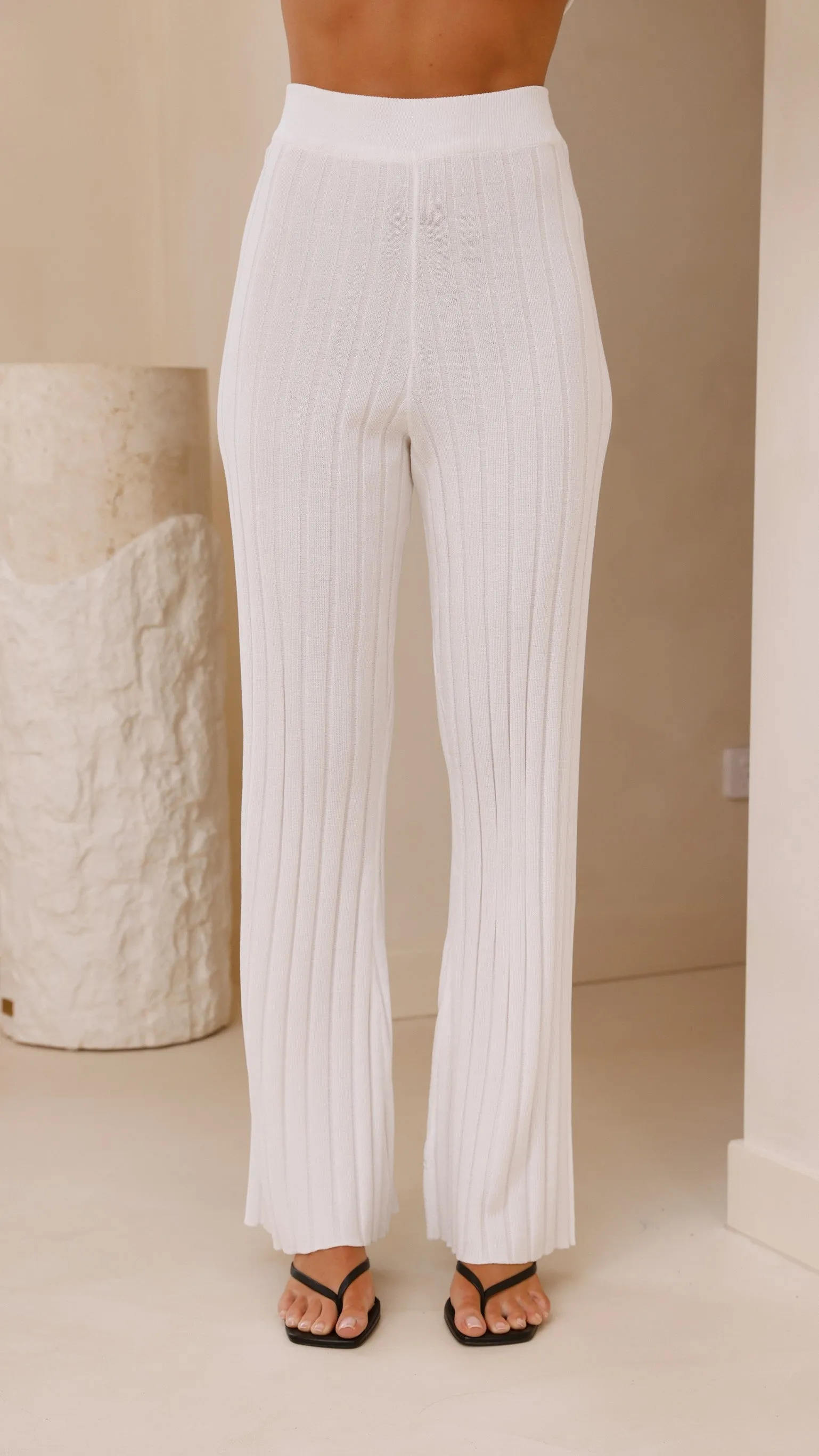 City Casual Style Megan Knit Pants - White