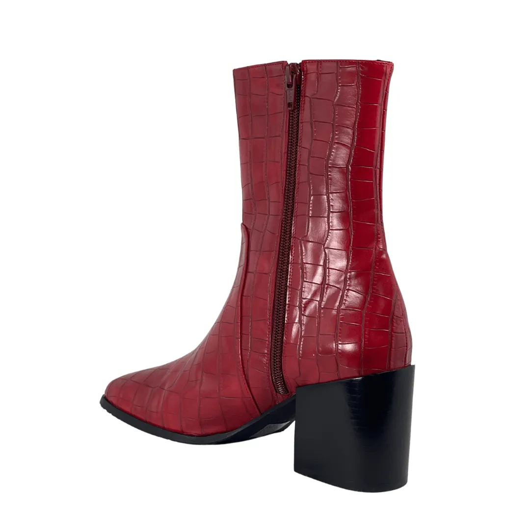 Fashion Fit 'Menos' vegan mid-calf boot by Zette Shoes - red croc