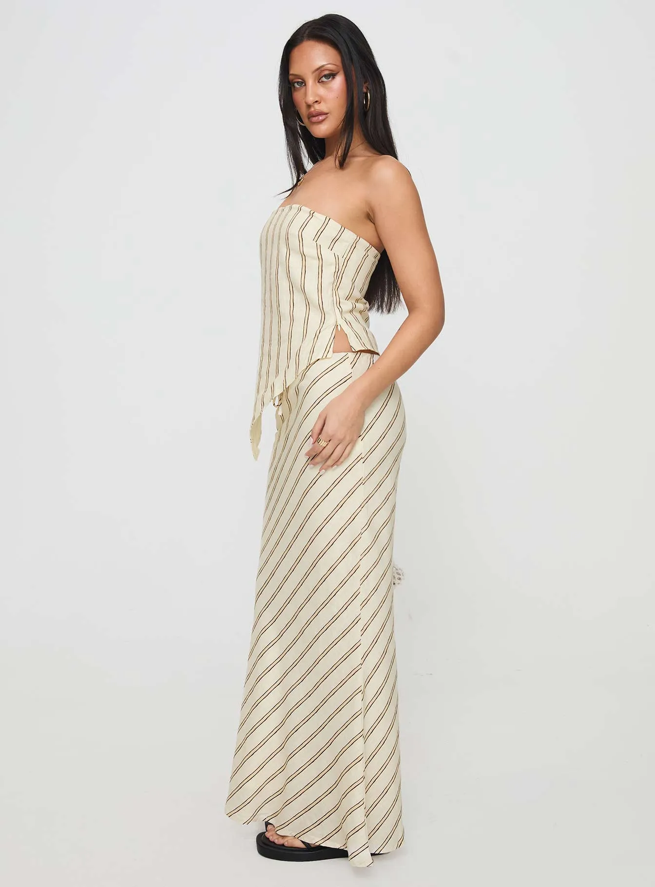 Mercer Linen Blend Maxi Skirt Cream Future Fashion