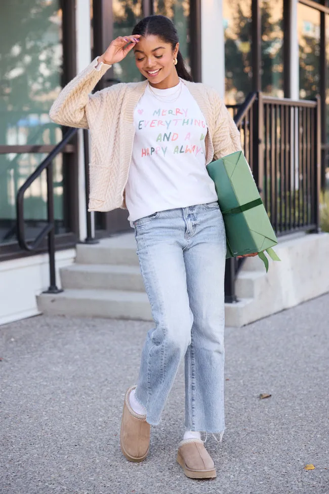 Merry Everything White Graphic Tee Casual Day Wear