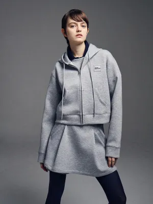 NEOPRENE CROPPED HOODY ZIP UP_GREY SiliconeGrip