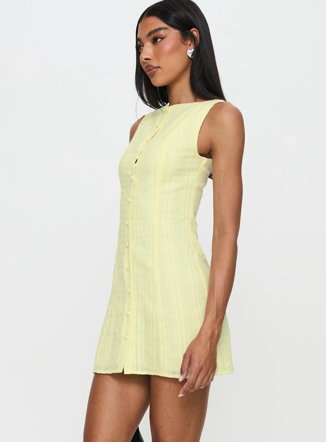Mimsie Embroidered Mini Dress Lemon Zip Ease Photo Light