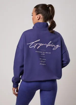 Neutral Colors Gym King Washed Reset 1/4 Zip Funnel - Starlight Blue