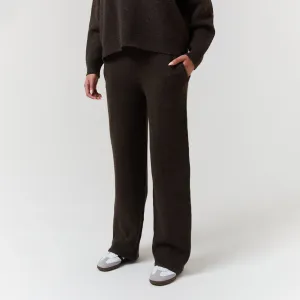 Heavy Outerwear Knit Open Hem Jogger | Brown Marl